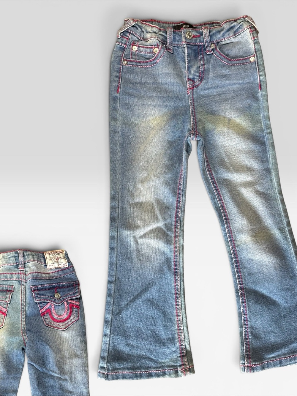True Religion Becca Hi Rise Boot Cut Jeans Girls 5 T toddler Distressed Denim